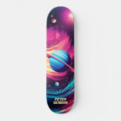 Skateboard Planètes cosmiques Universe Rose & Bleu (Recto)