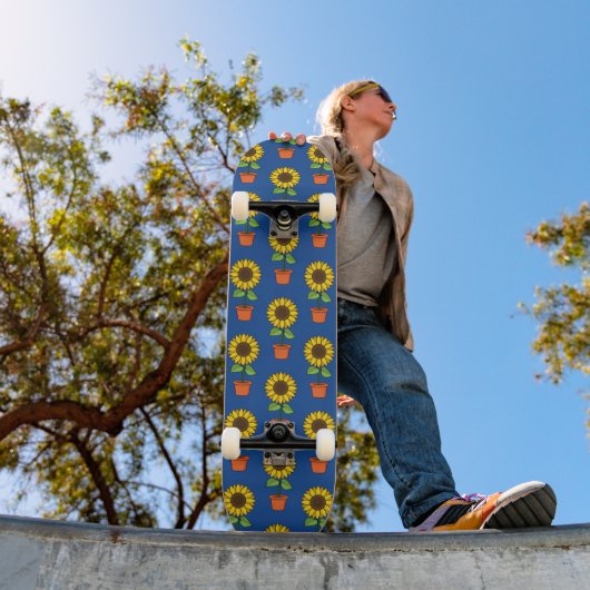 Skateboard Plante de tournesol dans un Motif de pot (Extérieur 1)