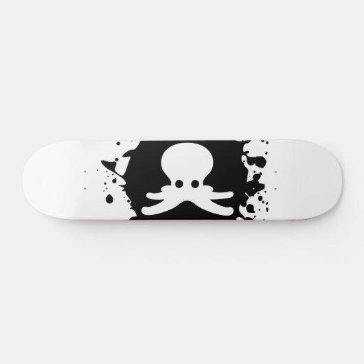 Skateboard Plaque d'encre de pieuvre noire et blanche (Horz)
