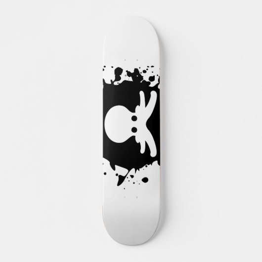 Skateboard Plaque d'encre de pieuvre noire et blanche (Devant)