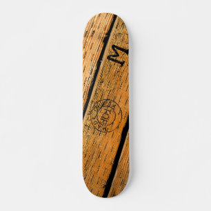 Skateboard Plaques en bois monogrammes estampillées "Fabriqué