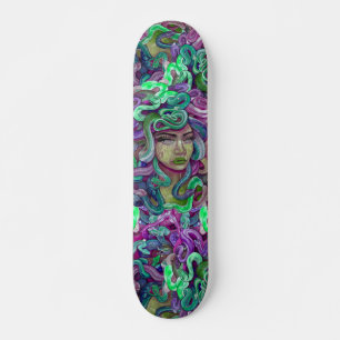 Skateboard Plate-forme girly verte et pourpre de méduse de
