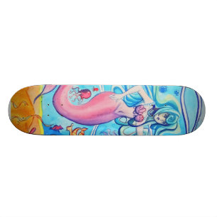 Skateboard Plate-forme rose de planche à roulettes de sirèn