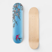 Skateboard Plate-forme rose d'hirondelle et de fleurs de (Recto)