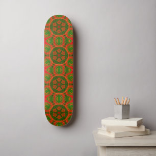 Skateboard Plateau de kaléidoscope orange et vert
