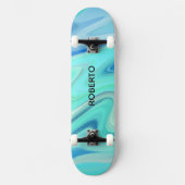 Skateboard Plateforme de skate à rayures fluides turquoise et (Recto)