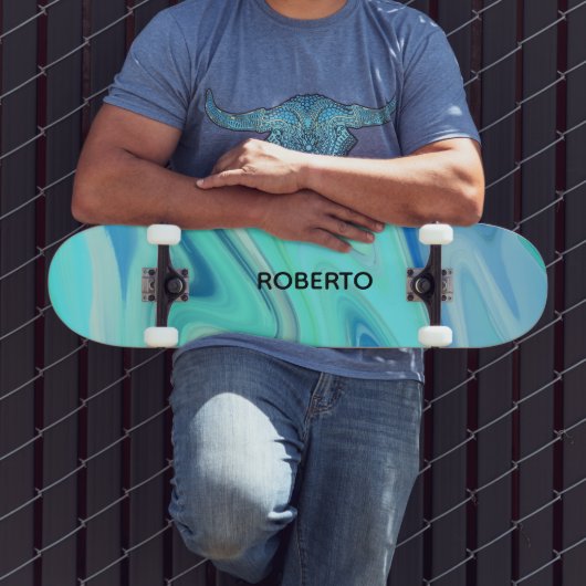 Skateboard Plateforme de skate à rayures fluides turquoise et (Extérieur 3)