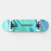 Skateboard Plateforme de skate à rayures fluides turquoise et (Horz)