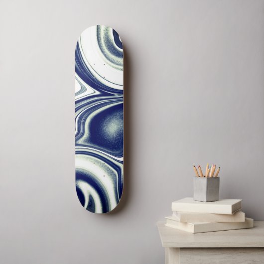 Skateboard Plateforme de skate à texture de marbre bleu moder (Art mural)