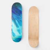 Skateboard Plume Abstrait Bleu Vert (Recto)