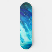 Skateboard Plume Abstrait Bleu Vert (Recto)