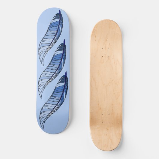 Skateboard - Plumes bleues (Recto)