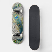 Skateboard Plumes de paon et dentelle Vintage (Recto)