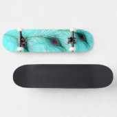 Skateboard Plumes de paon turquoise Turquoise violet (Horz)