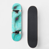 Skateboard Plumes de paon turquoise Turquoise violet (Recto)