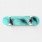 Skateboard Plumes de paon turquoise Turquoise violet (Horz)