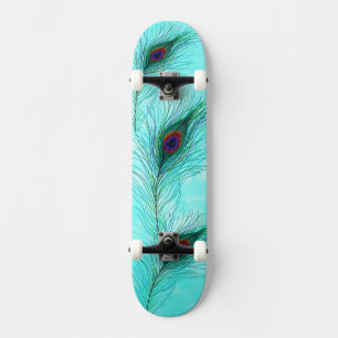 Skateboard Plumes de paon turquoise Turquoise violet