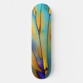 Skateboard Plumes en verre tendu AI Art Abstrait (Recto)