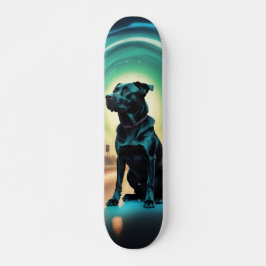 Skateboard Poderoso perro negro guardián