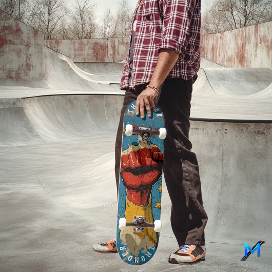 Skateboard Poing Pop Art avec Explosion de Bande Dessinée - A