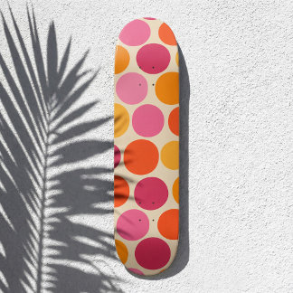 Skateboard Pointe Polka inspirée rose et orange gras rétro