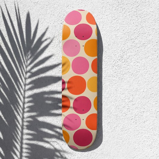 Skateboard Pointe Polka inspirée rose et orange gras rétro