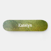 Skateboard Points d'or vert Aquarelle abstraite ajouter votre (Horz)