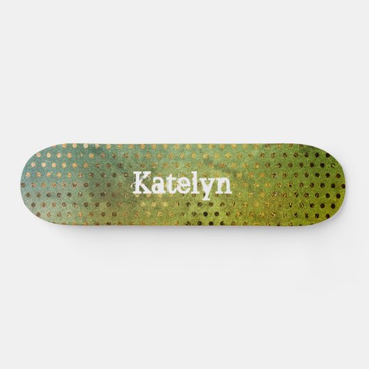 Skateboard Points d'or vert Aquarelle abstraite ajouter votre (Horz)