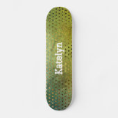 Skateboard Points d'or vert Aquarelle abstraite ajouter votre (Recto)