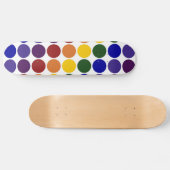 Skateboard Pois arc-en-ciel en blanc (Horz)