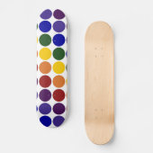 Skateboard Pois arc-en-ciel en blanc (Recto)