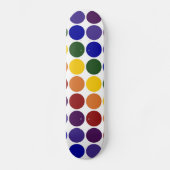 Skateboard Pois arc-en-ciel en blanc (Recto)
