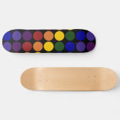 Skateboard Pois arc-en-ciel en noir (Horz)