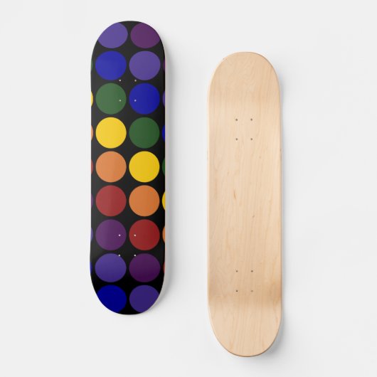 Skateboard Pois arc-en-ciel en noir (Recto)