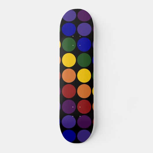 Skateboard Pois arc-en-ciel en noir (Recto)