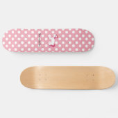 Skateboard Pois blanc rose de licorne (Horz)
