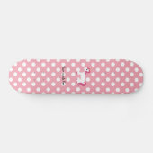 Skateboard Pois blanc rose de licorne (Horz)