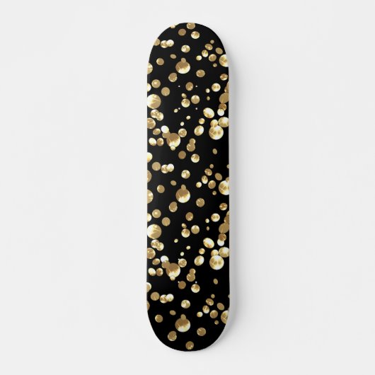 Skateboard Pois d'or sur un arrière - plan noir (Devant)