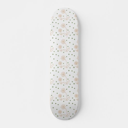 Skateboard Pois et marguerites 2 - Blanc, Sable et Palm Green (Devant)