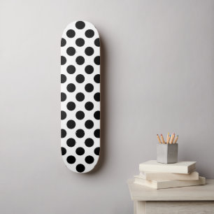 Skateboard Pois, Motif Polka Dot, noir et blanc
