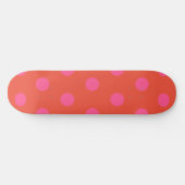 Skateboard Pois rose et rouge orange monogrammé (Horz)