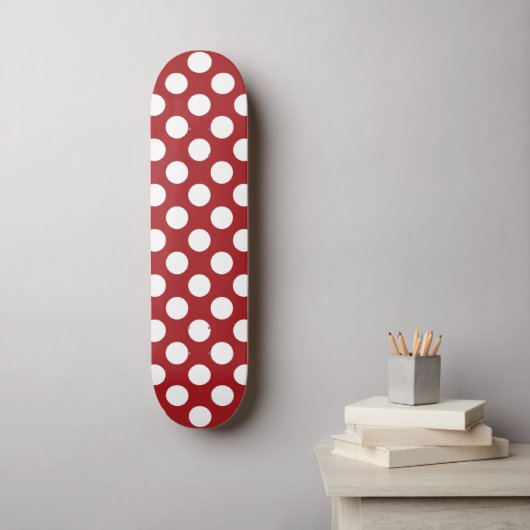 Skateboard Pois rouges, Motif à points polka, points, pointil (Art mural)