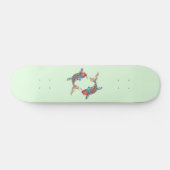 Skateboard Poisson mosaïque sur fond vert (Horz)