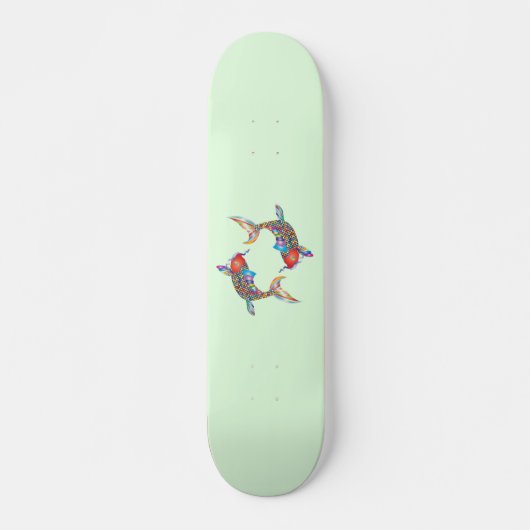 Skateboard Poisson mosaïque sur fond vert (Devant)
