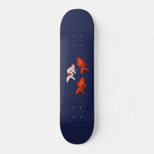 Skateboard Poisson rouge sur Seigaiha Motif japonais