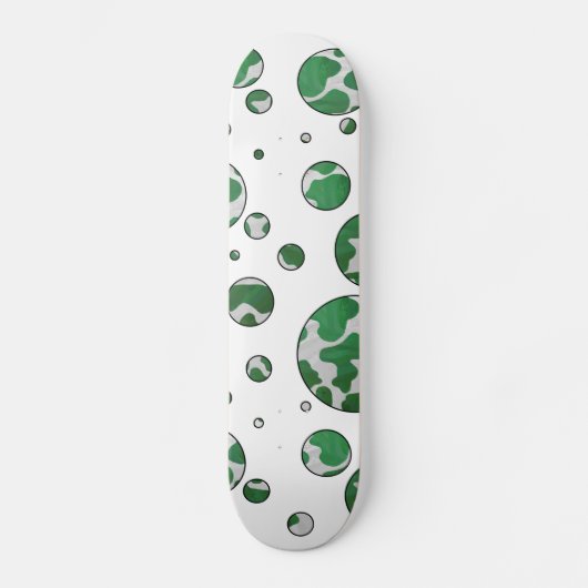 Skateboard Polis Dot Vache vert et blanc Impression (Recto)