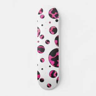 Skateboard Polka Dot Cow Hot Rose et Black Print