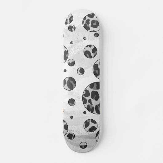 Skateboard Polka Dot Leopard Design noir et blanc (Recto)