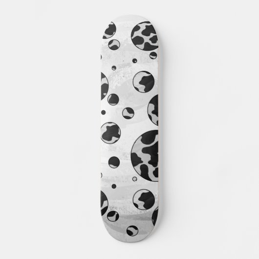 Skateboard Polka Dot Vache noir et blanc (Recto)