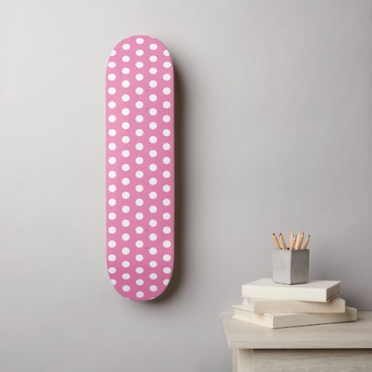 Skateboard Polka Polka classique rose et blanc (Art mural)